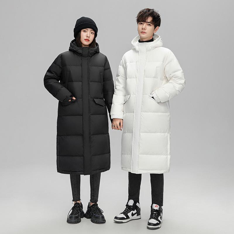 Mid-length Down Jacket for Men Winter New Style Comfortable and Warm Solid Color Mid-length Down Jacket White Duck Down for Men and Women