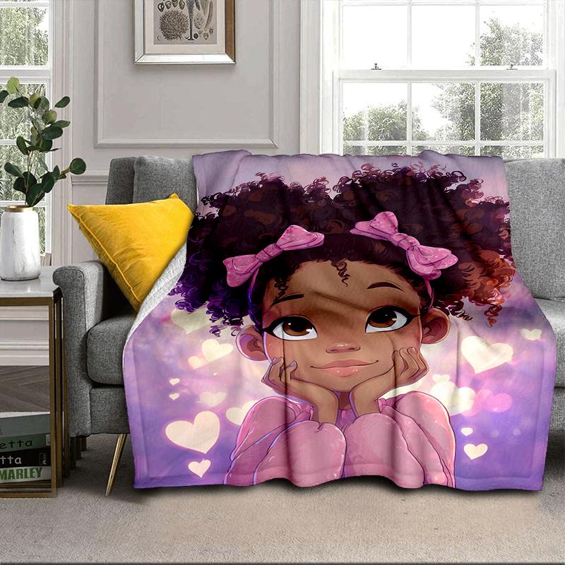 Black Princess Magic Celebration Blanket Flannel Blanket for Bed, Sofa, Camping, Hiking, Picnic Essentials, Gift for Family Fan Gifts