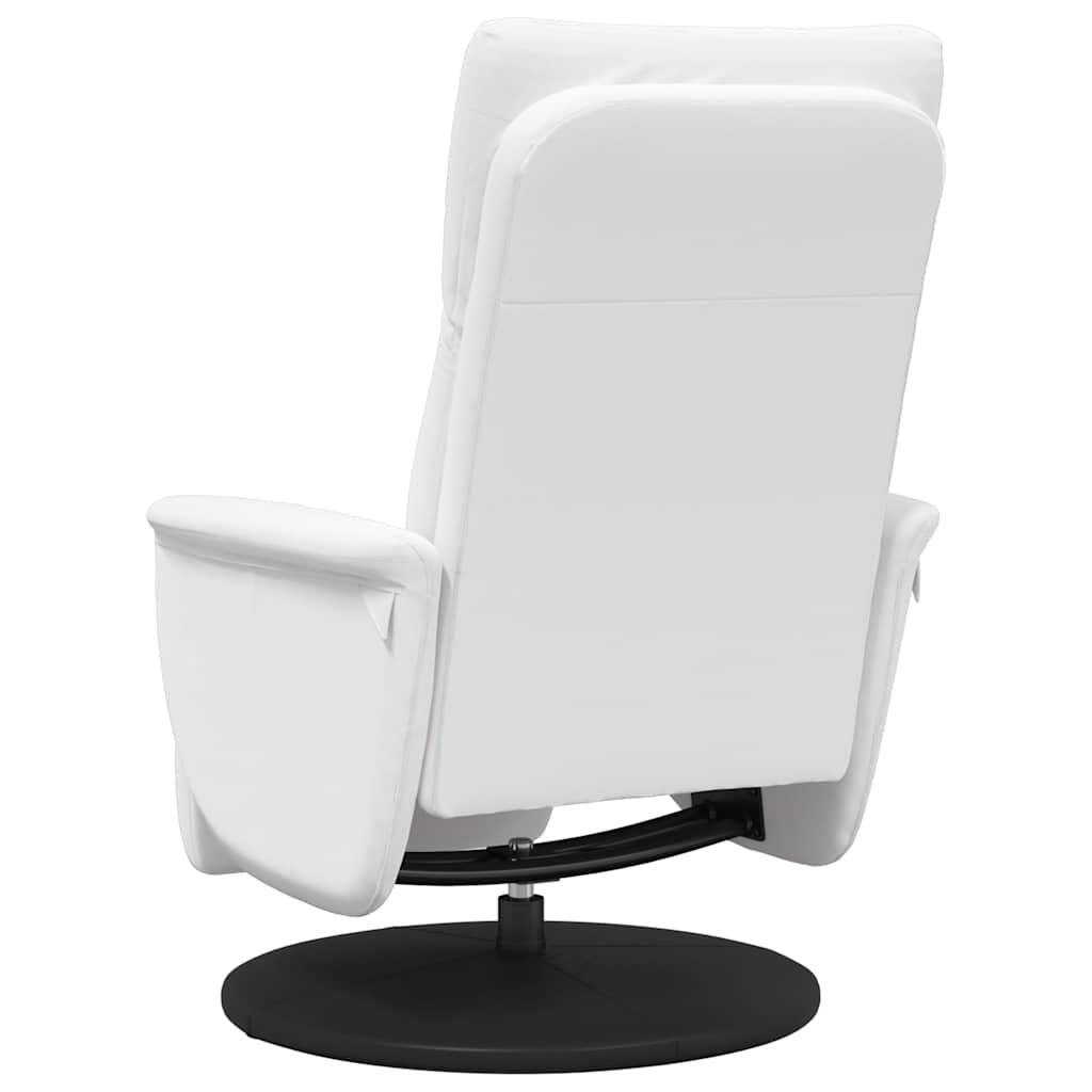 Recliner with Footrest White Faux Leather
