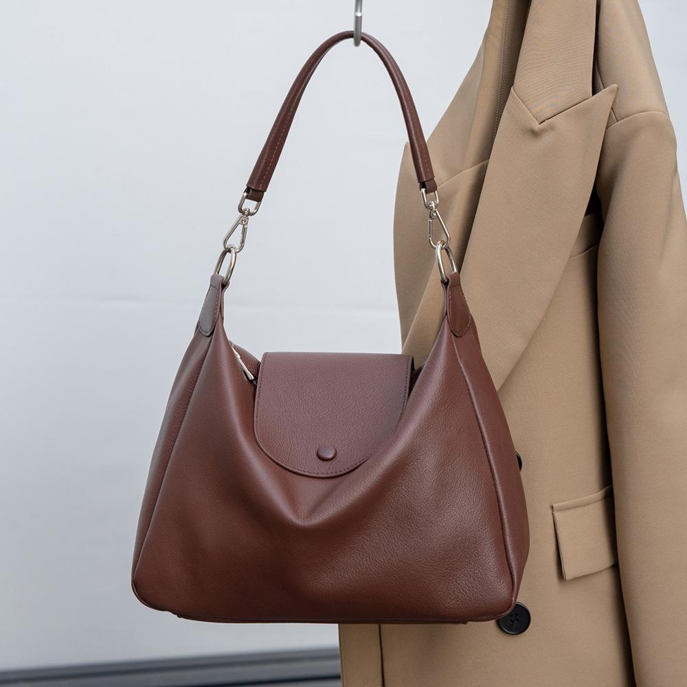 

Модная элегантная и простая кожаная женская сумка через плечо, женская мягкая кожаная сумка-тоут One Size шоколадный