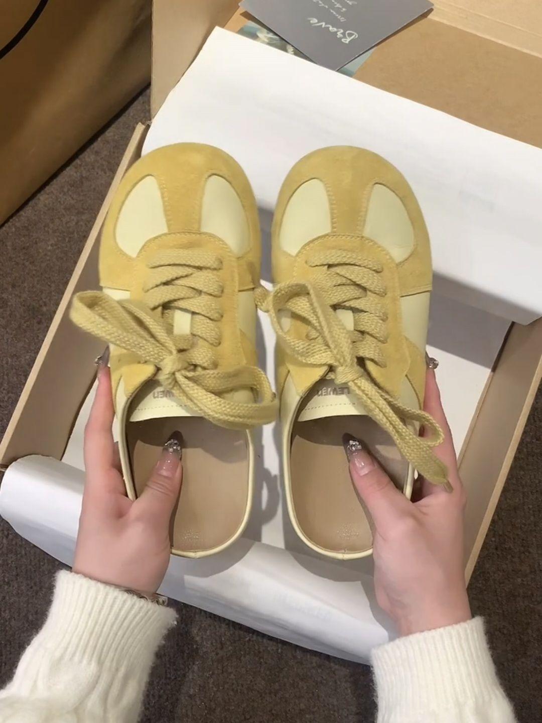 

Розовые туфли на толстой подошве с внутренней платформой, полушлепанцы с закрытым носком, женская летняя обувь, новые сандалии на одной педали, уродливо-милые 40 жёлтый