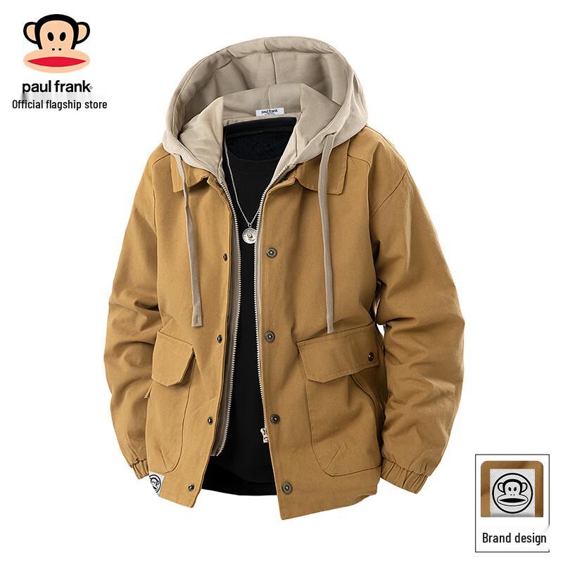 Paul Frank Men's Faux Two-Piece Hooded Loose Colorblock Casual Jacket