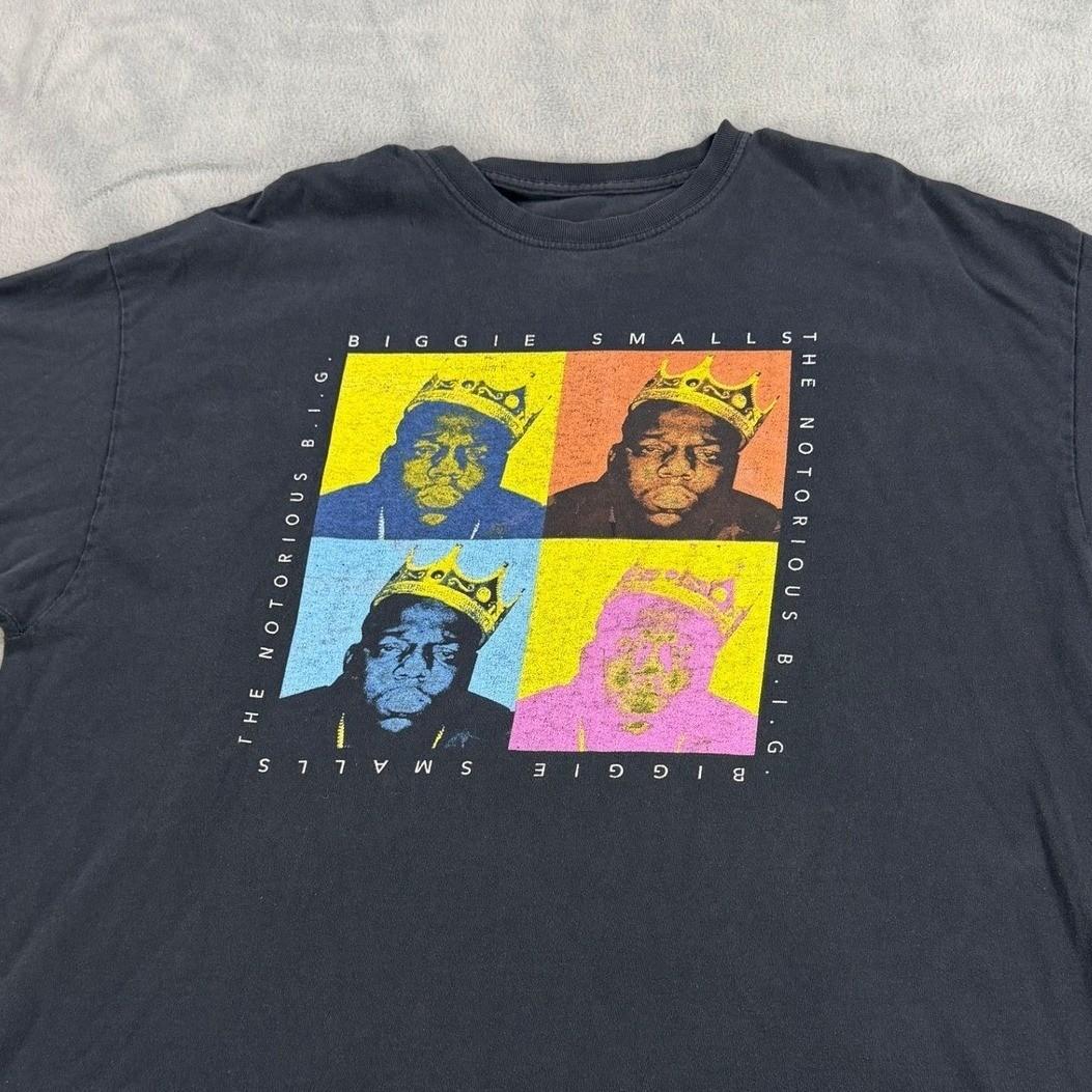 The Notorious B.I.G. Biggie Smalls Pop Art Crown Graphic T-Shirt Mens Black XL Unisex T-Shirt S