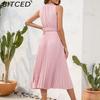 BITCED High-Waisted Pleated Fringe Dress with Tie Detail Sleeveless Summer Dress Casual Vacation Travel Dress