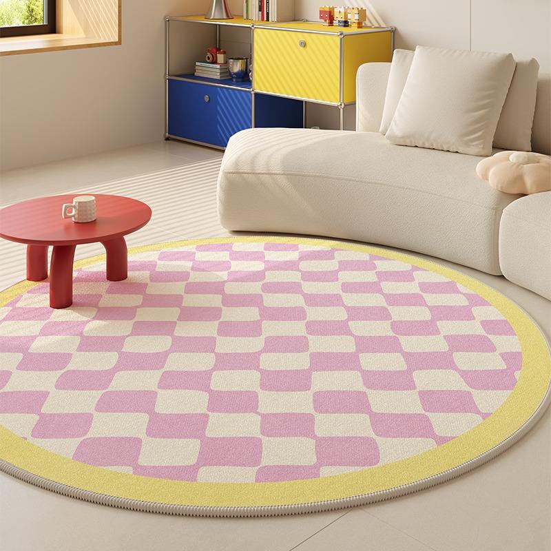 

Round Living Room Carpet Blue Carpets Candy Color Rug Cute Sweet Girl Home Decoration Rug for Bedroom Fluffy Soft Floor Mats Diameter 80cm