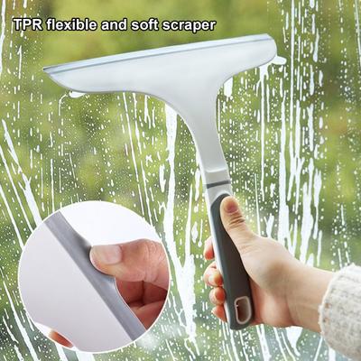 Spazzola per la pulizia del vetro Raschietto in silicone morbido Manico in plastica antiscivolo Pulizia multifunzionale Strumento manuale Specchio Tergicristallo per vetri Lavavetri per uso domestico