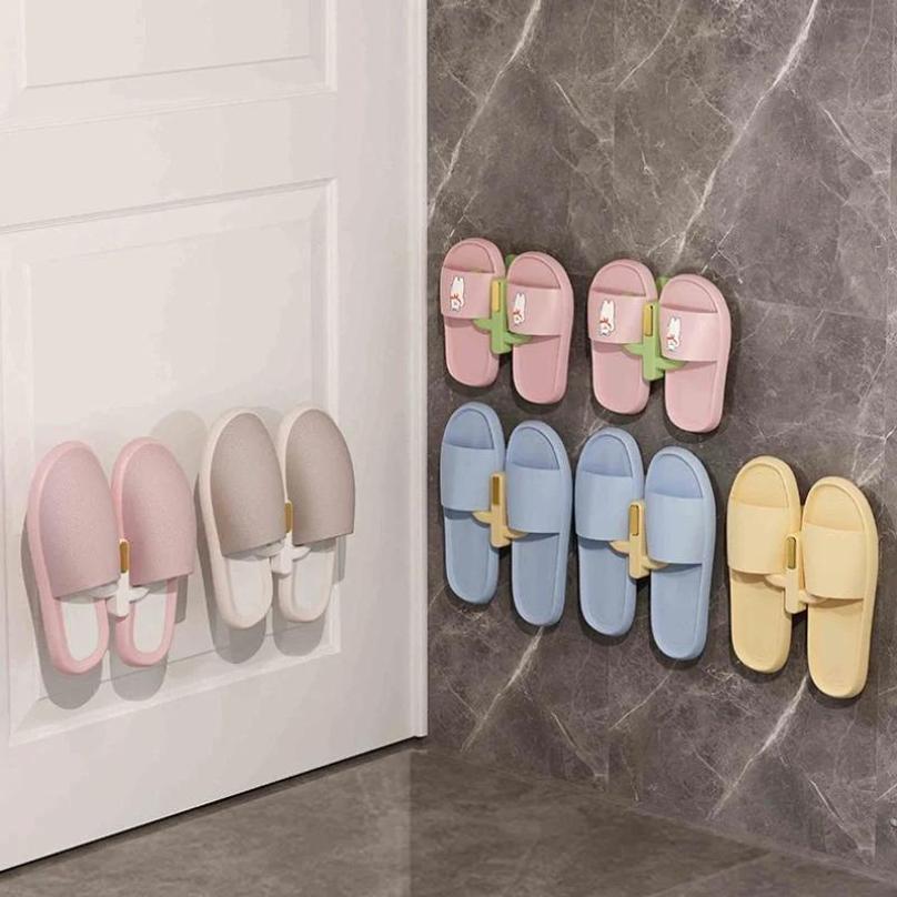 Wall-mounted Slipper Rack Bedroom Storage Hook Bathroom Hanging Rack Self-adhesive Bathroom Drainage Rack Bathroom Accessories