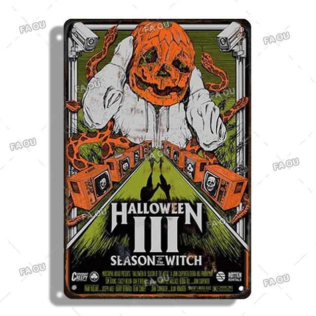 Halloween Movie Decorative Plaque Tin Metal Retro Sign Cinema Cafe Bar Decoration Poster Board Modern Home Wall Decor Aesthetic