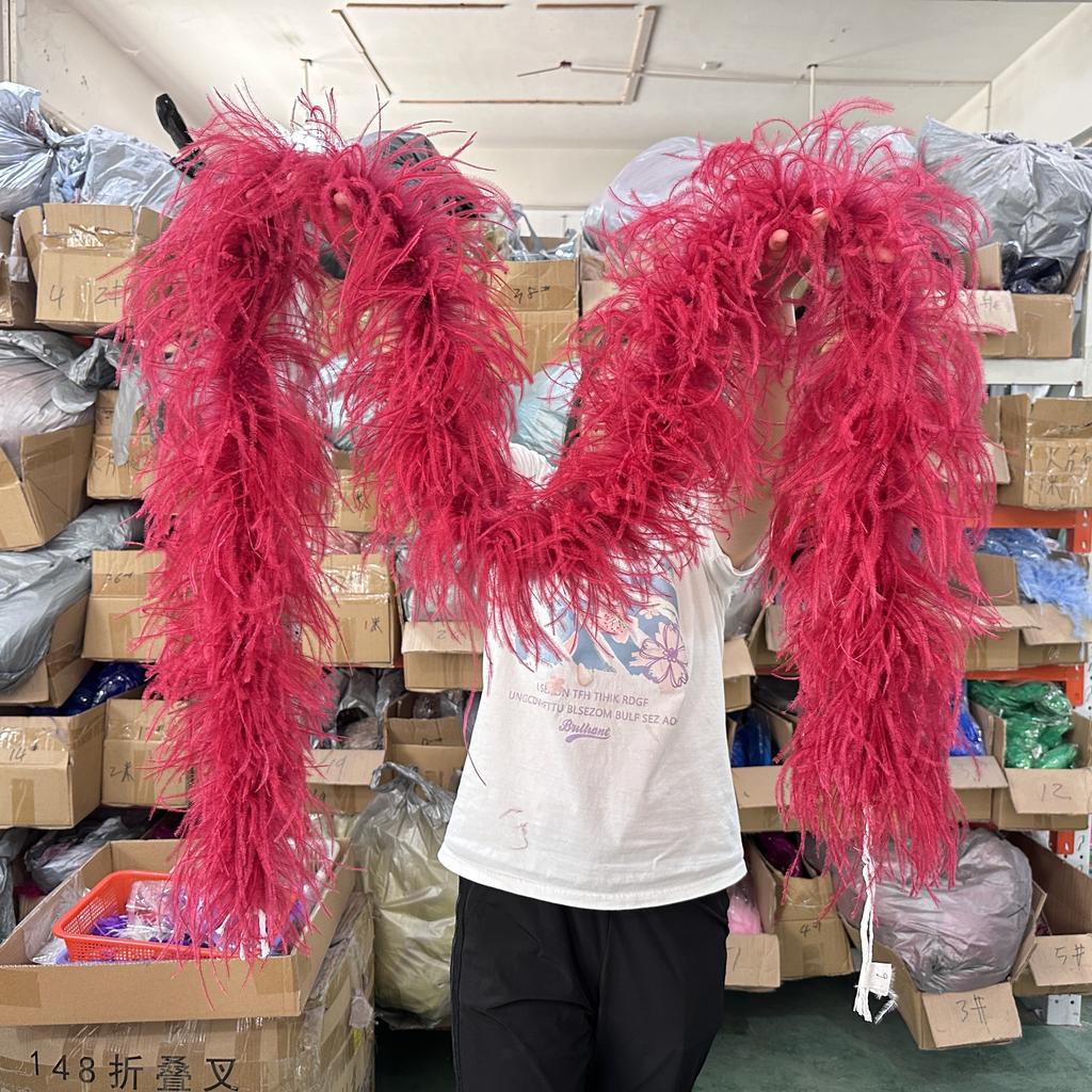 DIY 8 Ply Ostrich Feather Boas 4M for Craft Party Shawl Wedding Drees Clothes Carnival Stage Decor Fluffy Ostrich Plumes Scarf Trim