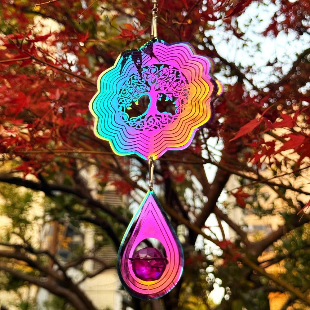 3D Flowing Wind Spinner 10cm 10 Styles Yard Garden Mirror Rainbow Stainless Catcher Hanging Decor