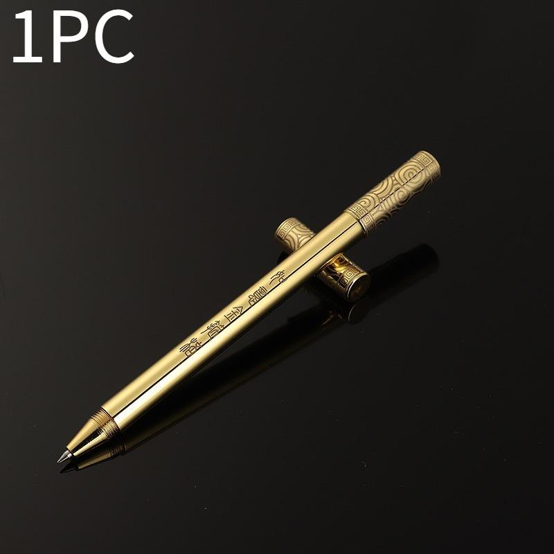 1 Stück modischer kreativer goldener Kugelschreiber mit Ring, goldener Kugelschreiber mit Kupferkappe, Business-Büro Metall-Signaturstift