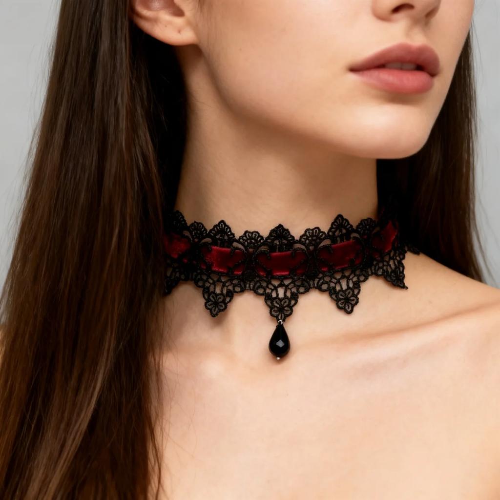 Sexy krajkový pásek, Doplňky na krk, Halloweenské doplňky, Doplňky na krk k make-upu, Řetízek na klíční kost pro lehký luxus