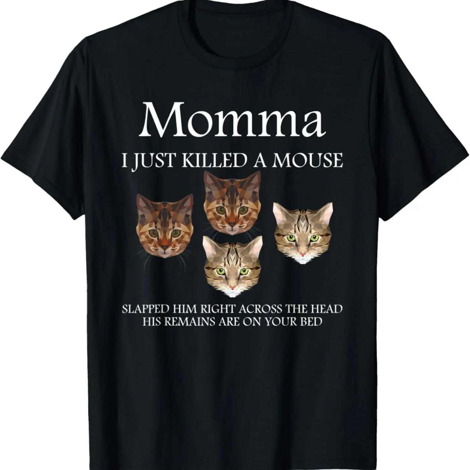 Momma I ve Just Killed A Mouse Funny Cat Lover T-Shirt XXXXXL чёрный