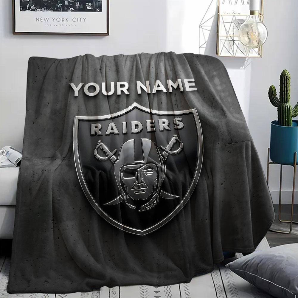 Custom Name,Las Vegas Raiders Printed Flannel Blanket, Soft Throw for Bedroom Sofa, Washable, Christmas Present, Great Gift.