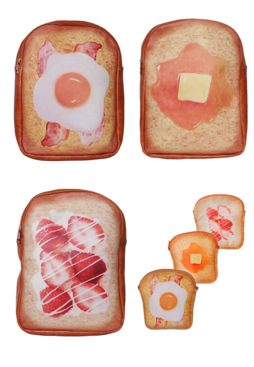 

Eesu cos BackpackShoulder Pouch, Toast Design, Cute and Unique Design for Women, Adults, and Kids. Perfect for commuting, school, or everyday use.