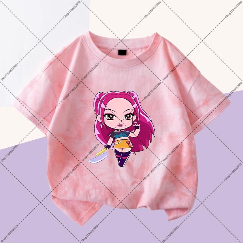 KPop Demon Hunters Boys Girls Fashion T-shirts Kids Cute Clothes Cartoon Anime Graphic Print Children Short Sleeves Party Gifts