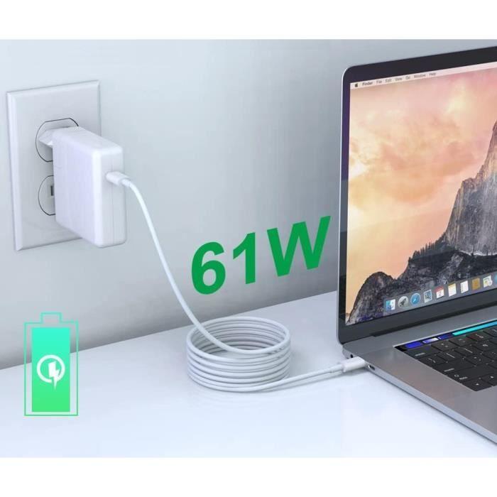 Ladegerät 61W - Phonillico - USB-C - Kompatibel mit MacBook PRO/AIR - 2M Kabel enthalten