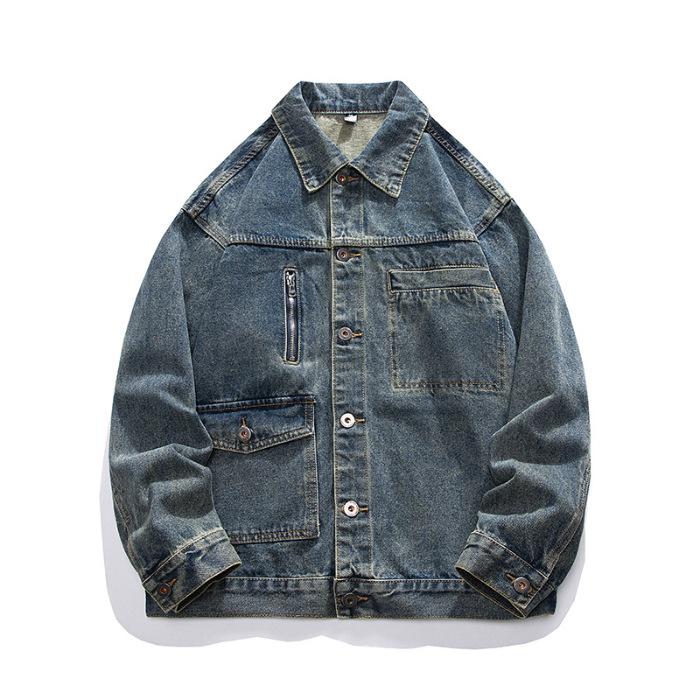 

Американская ретро-желтая грязевая джинсовая куртка мужская модная брендовая грубая красивая мужская повседневная куртка с инструментами 5XL