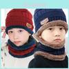 Conjunto Infantil de Gorro e Cachecol de Tricô de Inverno com Design Top Alto para Brincadeiras ao Ar Livre e Ciclismo