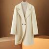 2024 Autumn/Winter Women's Double-Sided Mid-Length Wool Coat - Simple, Versatile & Petite Design