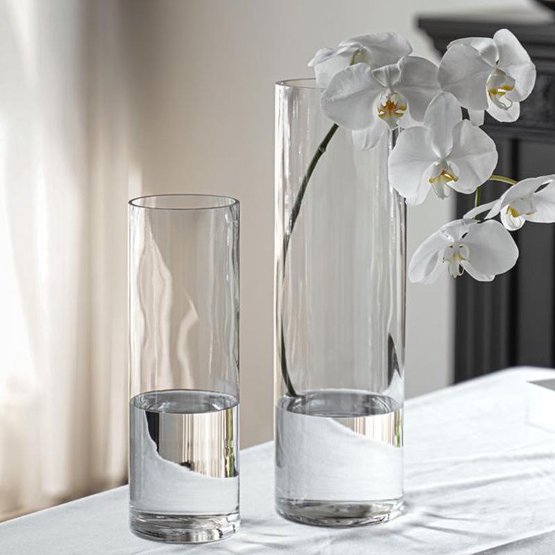 Elegant Transparent Glass Vase for Home Décor – Large Straight Tube Design for Floral Arrangements