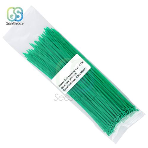 100pcs 200mm Self-locking Nylon Cable Ties 8 Inch 12 Color Plastic Wire Zip Tie 18 Lbs Binding Wrap Straps
