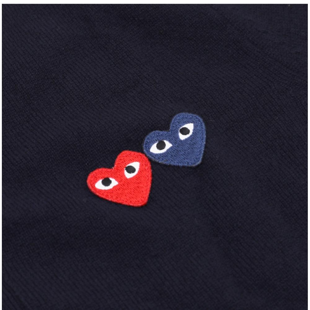 Comme Des Gar Ons Double Heart Wappen V Neck Cardigan Ax N058 051