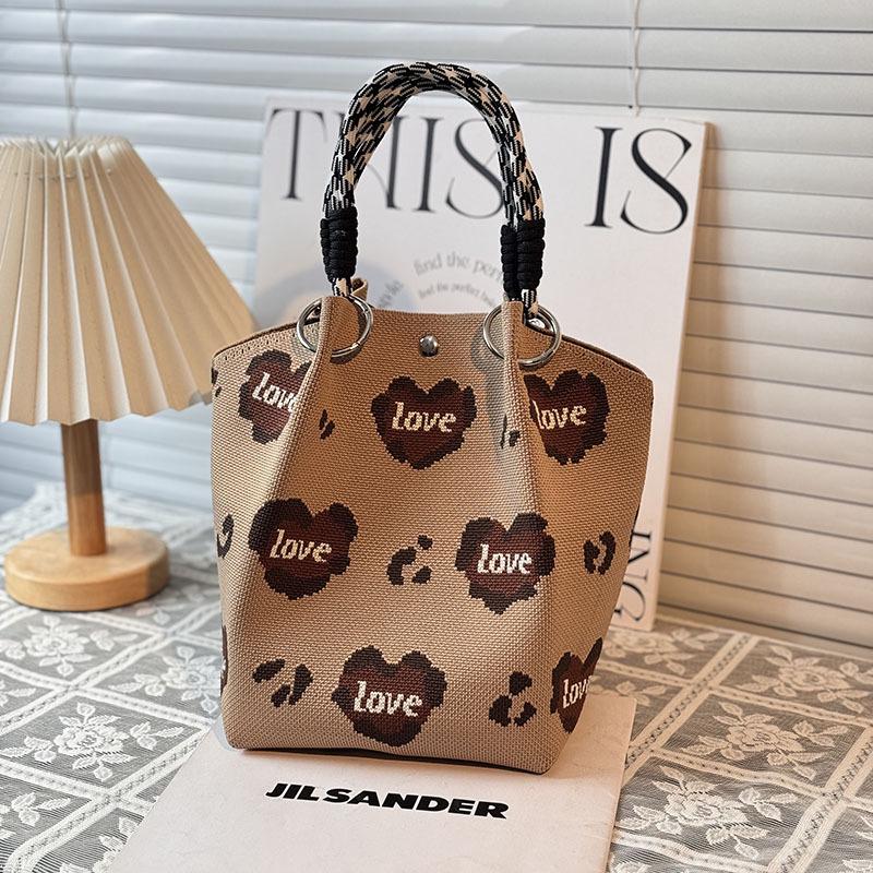 Handtasche mit großer Kapazität im japanischen und koreanischen Strickstil - Tragbare, pendlerfreundliche Tragetasche mit einem kleinen quadratischen Design für diverse Gegenstände