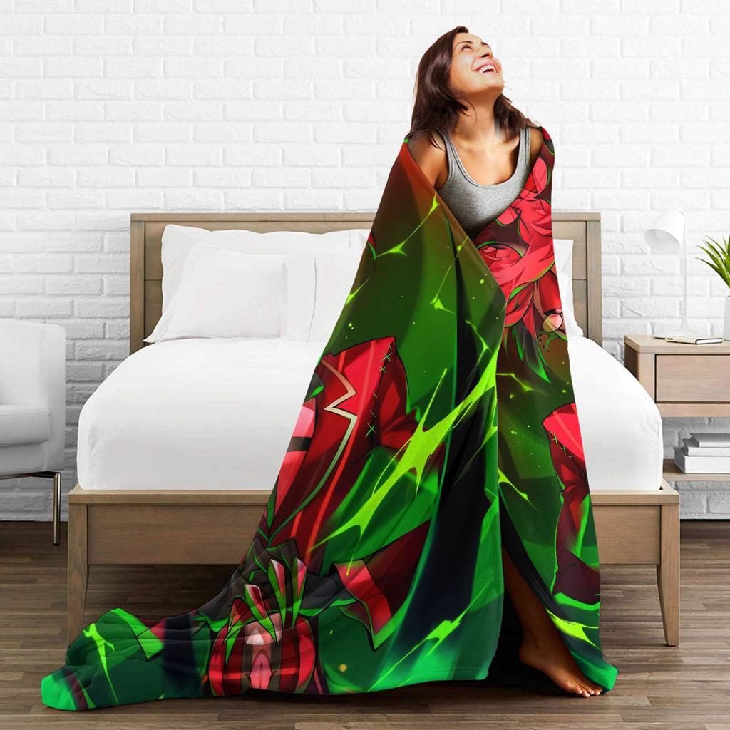 Warm Soft BlanketKids Adult Airplane Travel Vox Alastor Hazbin Hotels Throw Blanket Flannel Bedspread For Couch Sofa Bed Cover