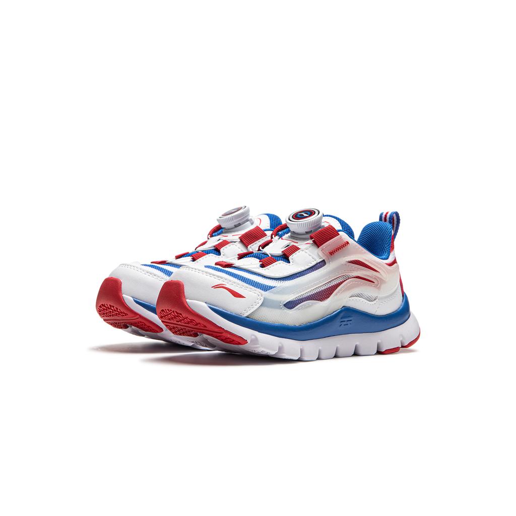 Li Ning Kids Sports Lifestyle Series Synthetic Leather Soft Lightweight Quick Easy On And Off Shock Absorption Rebound Low Top Casual Shoes YKNU090-25