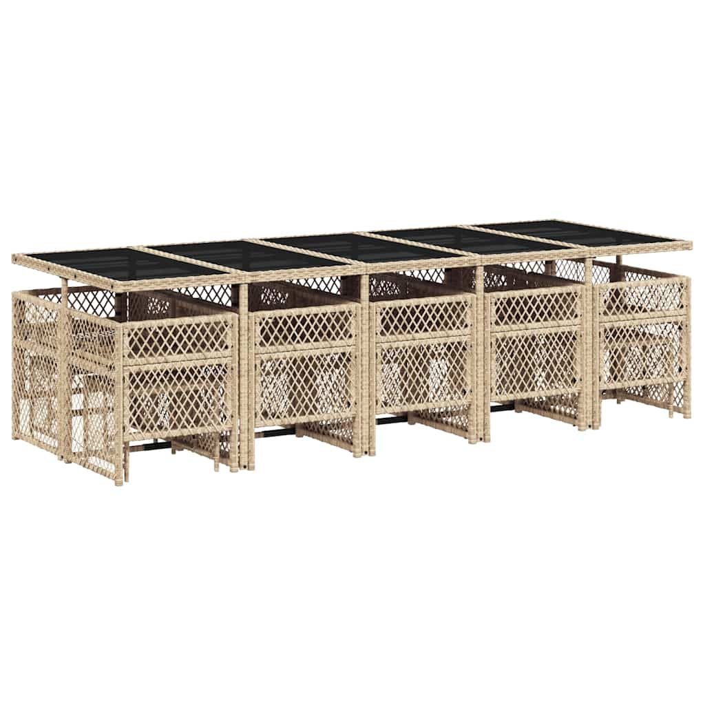 Vidaxl 15-Cz. Garden Furniture Set With Cushions, Beige, PE Rattan