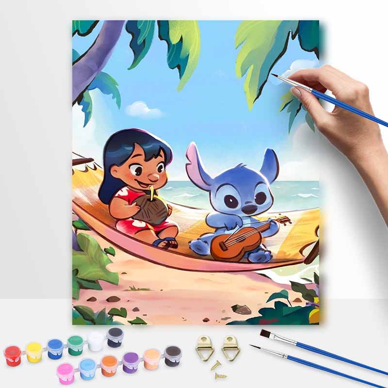 Disney Oil Painting Kit Painting Stitch Lilo Art Home Bedroom Wall Decor Gift