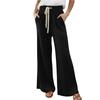 Women's Color Casual Wide,leg Trousers With Drawstring Waist