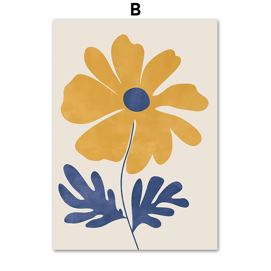 

Синий Желтый Анри Матисс Геометрия Цветы Листья Стены Искусства Отпечатки На Холсте Картина Абстрактные Плакаты Картинки Для Декора Гостиной 30X40cm No Framed