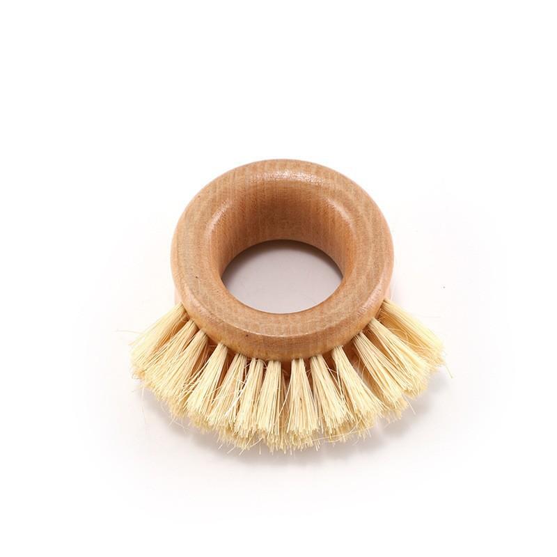 XLR Plastic Bristle With Bamboo Handle Dish Brush Scrub Brush for Baking and Cleaning Circle PP Brush 7 cm