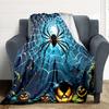 1pc Halloween Spider Print Blanket   Lightweight Flannel Throw Blanket For Sofa, Bed, Living Room, Office, Outdoor Travel, Camping