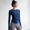 Women's Yoga Fitness Clothing Long Sleeve round Neck Tight Top Quick Dry Running Sportswear Pilates Training Gym Suit