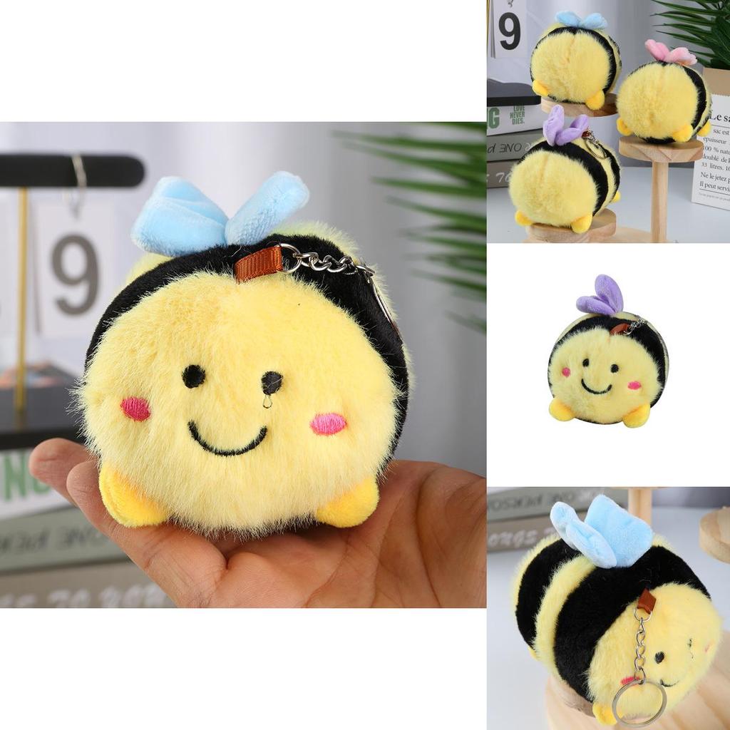 Cute Bee Plush Toy Pendant With Premium Velvet Fabric For Keys And Backpack