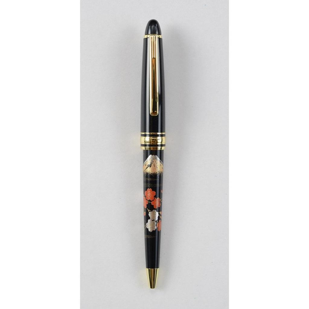 Higashide-shikki Premium Maki-e Ballpoint Pen Pair (Mt. Fuji & Crane) - Japanese Traditional Craft Gift