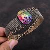 Rainbow Solar Quartz Druzy Bangle Copper Wire Wrapped Cuff Bracelet Adjustable Gemstone Bangle Handmade Bracelet Copper Jewelry Gift For Him