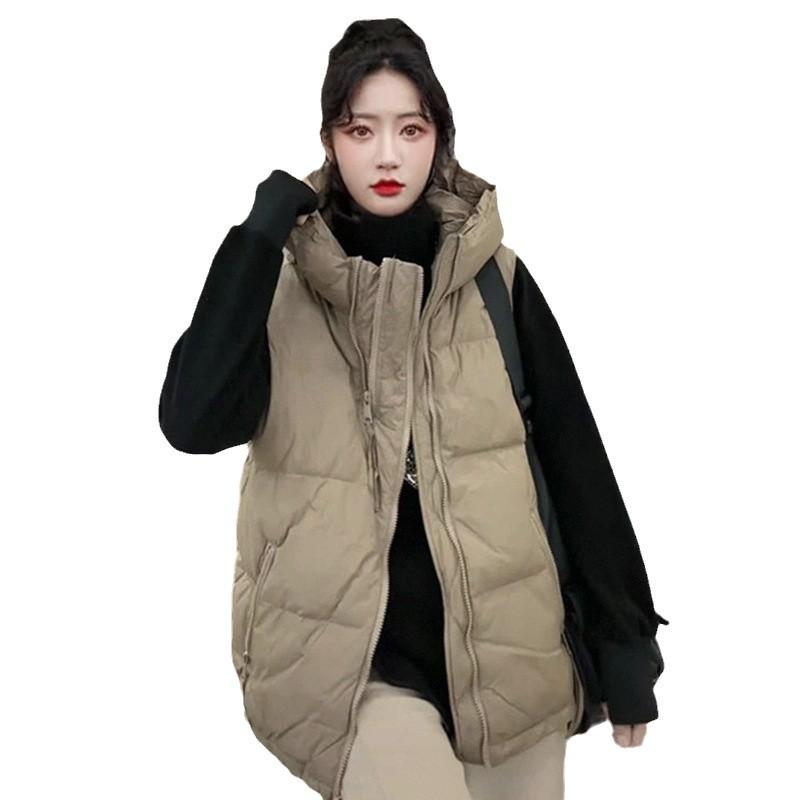 Daunenweste Damen Herbst und Winter Kurzmantel 2024 neue Weste mit Kapuze Daunenjacke Weste Modemantel