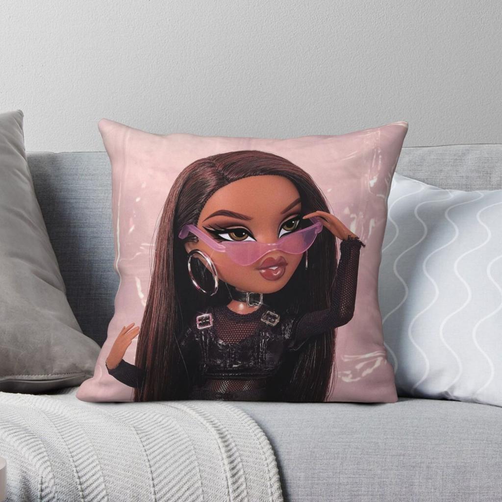 Bratz Bratzdoll Bratzsasha Pillowcase Polyester Linen Velvet Printed Zip Decor Home Cushion Case