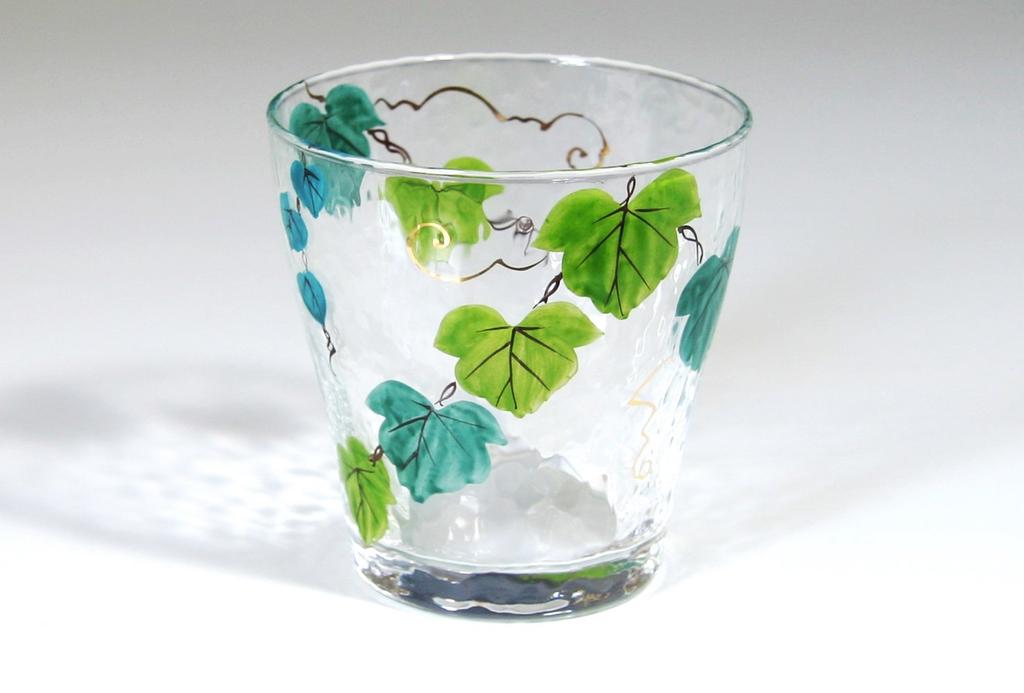 Kyoto colored glass Wakaba rocks glass presentation Ivy (in box)