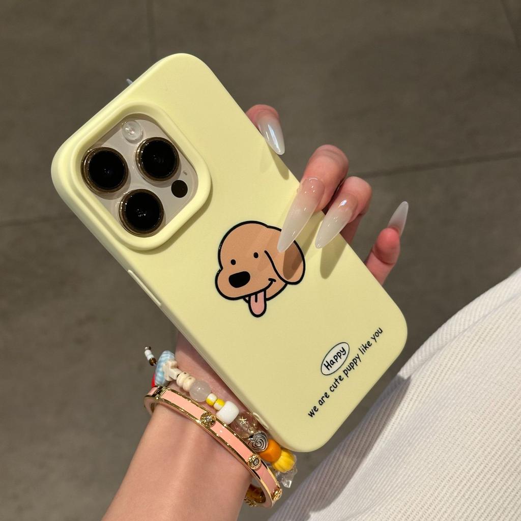 Cute Brown Dog for Apple 17promax Mobile Phone Case for IPhone16promax Imitation Liquid New Style 15 Personalities