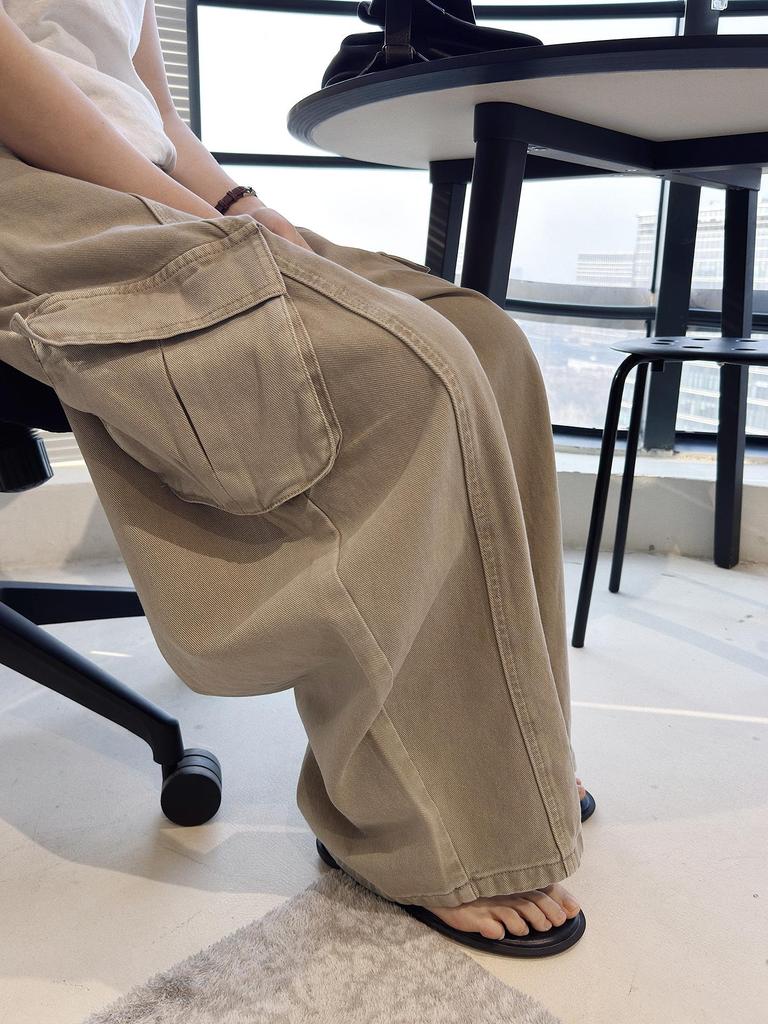 Women's 3D Patchwork Cargo Jeans with Large Pockets - Loose Wide-Leg Style for Spring/Summer Streetwear