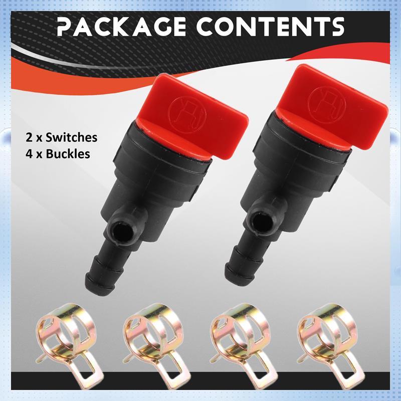 2PCS 1/4 Inch 90 Degree Fuel Shut Off Valve For Briggs & Stratton 698181 494539 697944 Tecumseh 35857