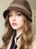 Women's Corduroy Bucket Hat, Korean Style Versatile Cap, Retro Elegant Beret Hat, Face Covering Warm Winter Accessory