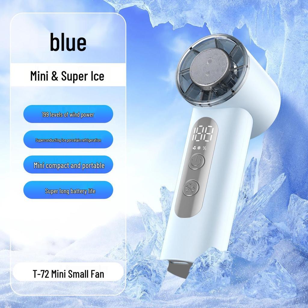 Macaron Color T72 Handheld Ice Pack Fan: Long-Lasting Battery, Powerful Turbine, High-Speed Cooling