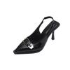 Simple and Fashionable High Temperament High Heel Sandals Women's Bag Head Empty Metal Buckle Thin Heel Single Shoes Summer New Versatile Women