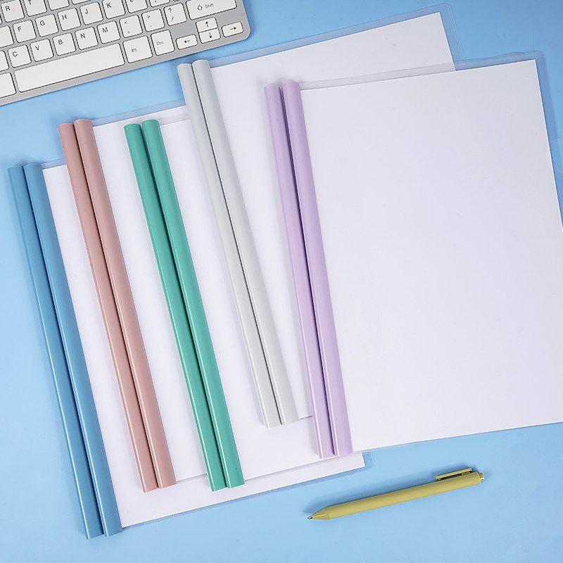 Folder File Test Paper Storage Transparent Book Wallet Book Classification Clip Student Stationery Notebook Case Report Cover Pull Rod Office Supplies